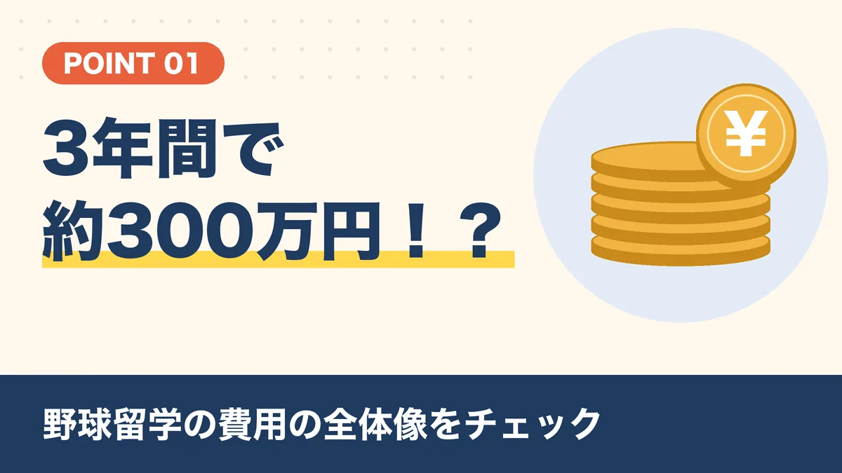野球留学の費用は3年間で約300万円|寮費・部費・遠征費の全体像